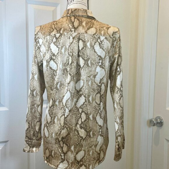 LAUREN RALPH LAUREN BLOUSE SZ S SNAKESKIN PRINT CHARMEUSE VERSATIL SOPHISTICATED - Picture 14 of 16